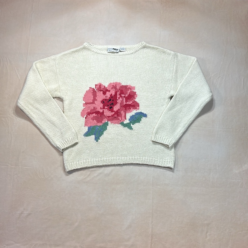 Russ Togs flower knit sweater